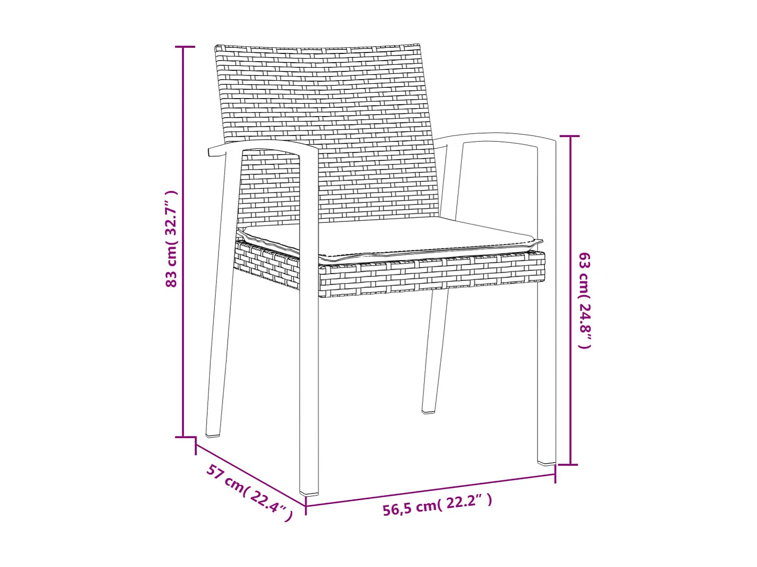 Ephrata  Ensemble à manger de jardin 5 pcs coussins résine tressée acier