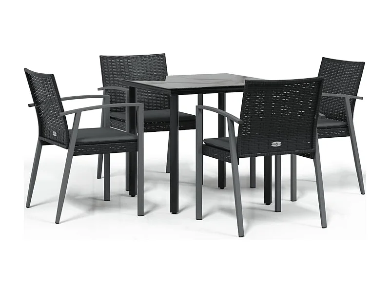 Ephrata  Ensemble à manger de jardin 5 pcs coussins résine tressée acier