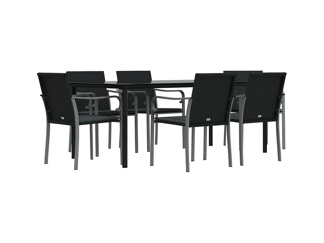 Leonie  7-delige Tuinset met kussens poly rattan en staal