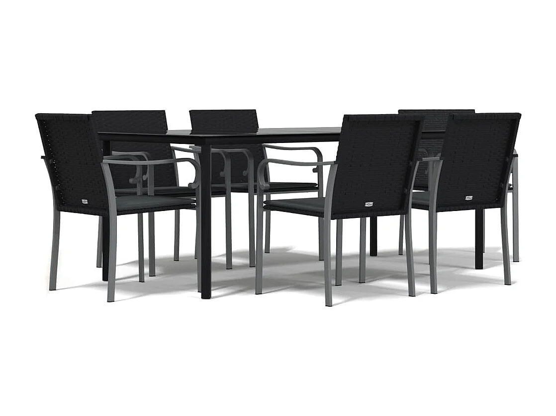 Leonie  Ensemble à manger de jardin 7 pcs coussins résine tressée acier