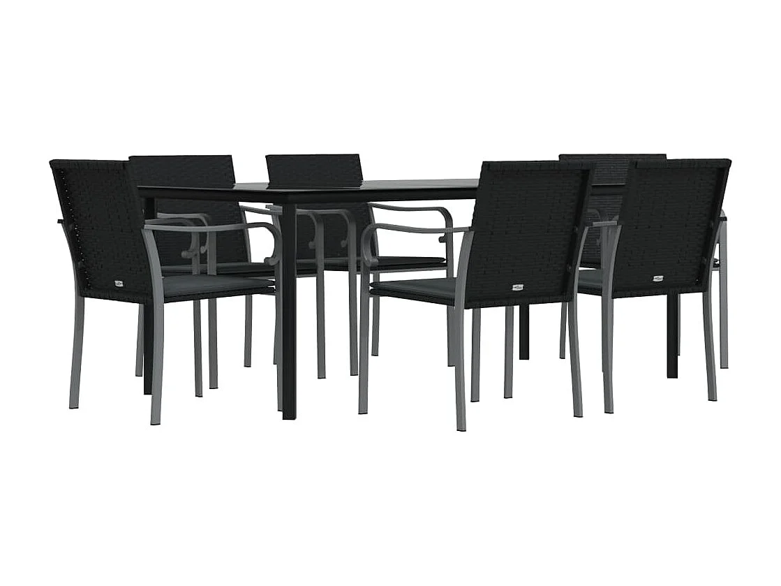 Leonie  Ensemble à manger de jardin 7 pcs coussins résine tressée acier