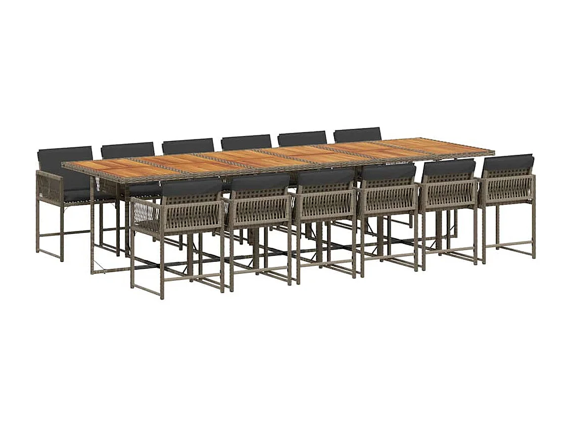 Sharif  13-delige Tuinset met kussens poly rattan grijs