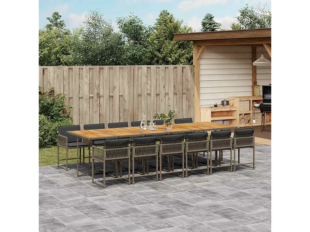 Sharif  13-delige Tuinset met kussens poly rattan grijs