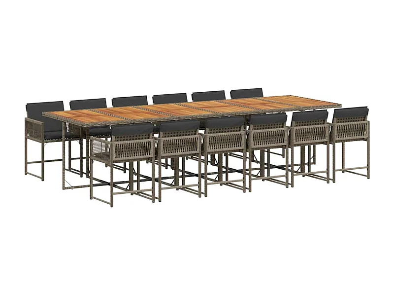 Sharif  13-delige Tuinset met kussens poly rattan grijs