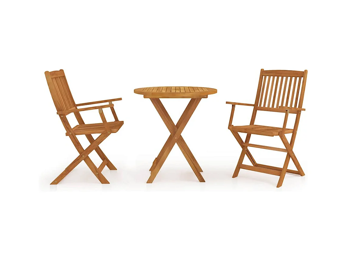 Aghaboe  Comedor de jardín plegable 3 piezas madera maciza de acacia
