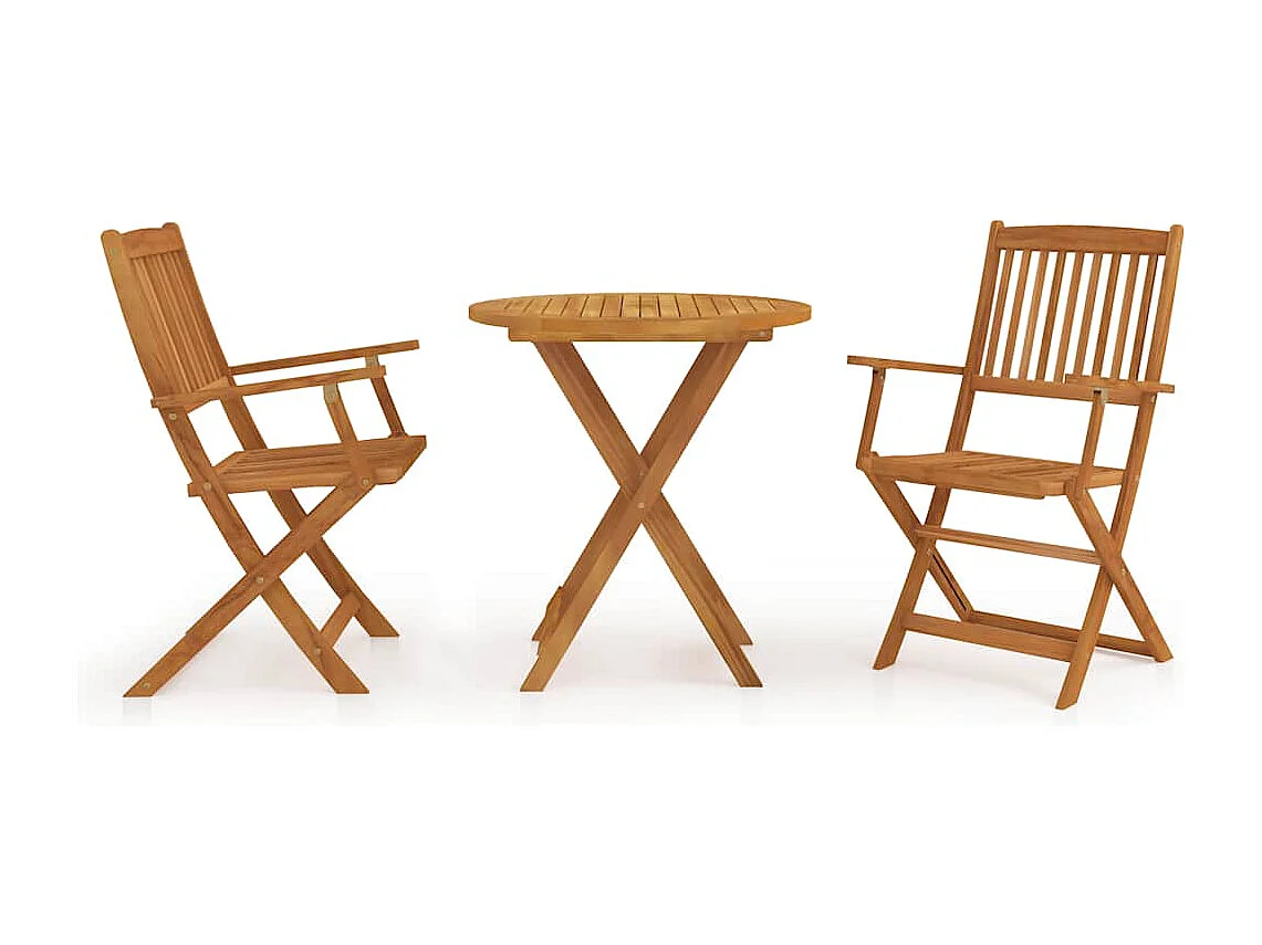 Aghaboe  Ensemble à manger de jardin pliable 3 pcs Bois d'acacia solide