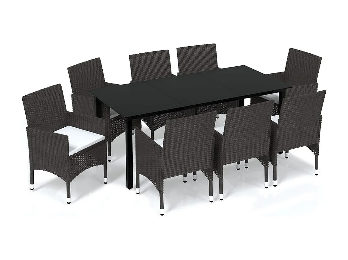 Wausau  9-delige Tuinset met kussens poly rattan bruin