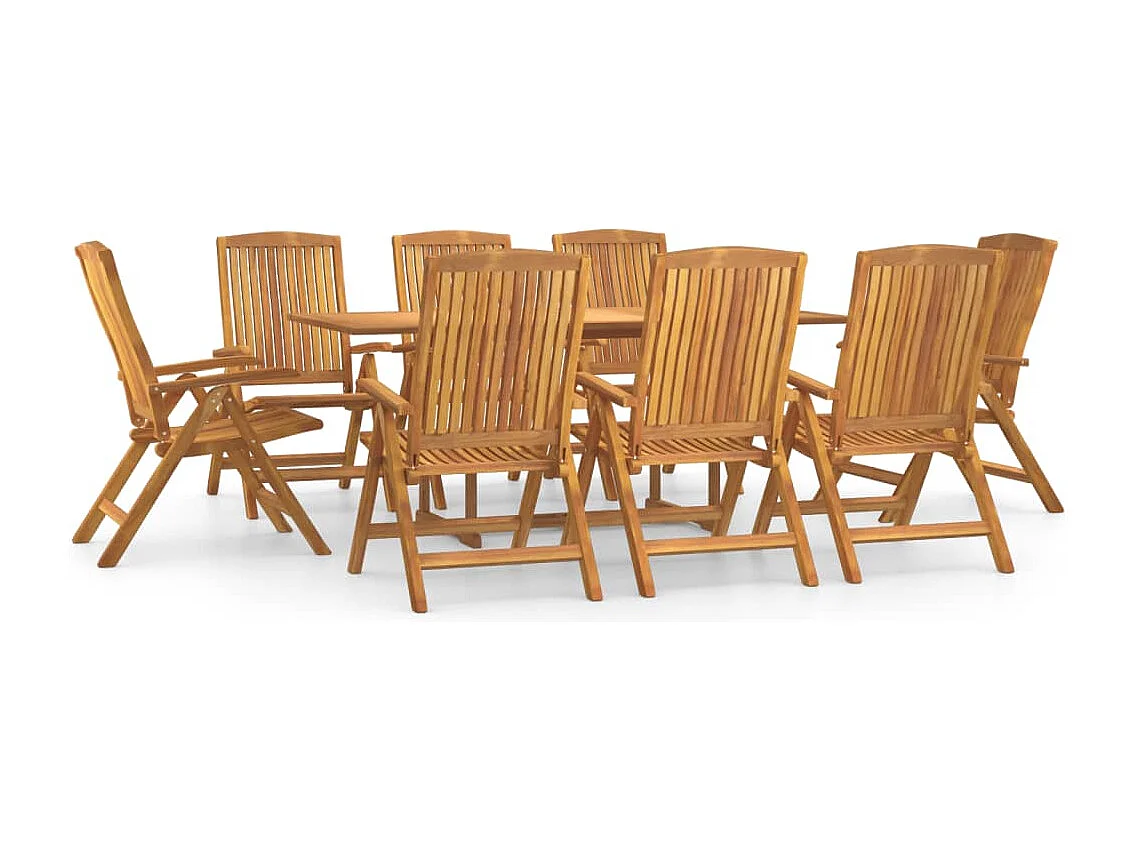 Talvin  Ensemble à manger de jardin 9 pcs Bois de teck solide