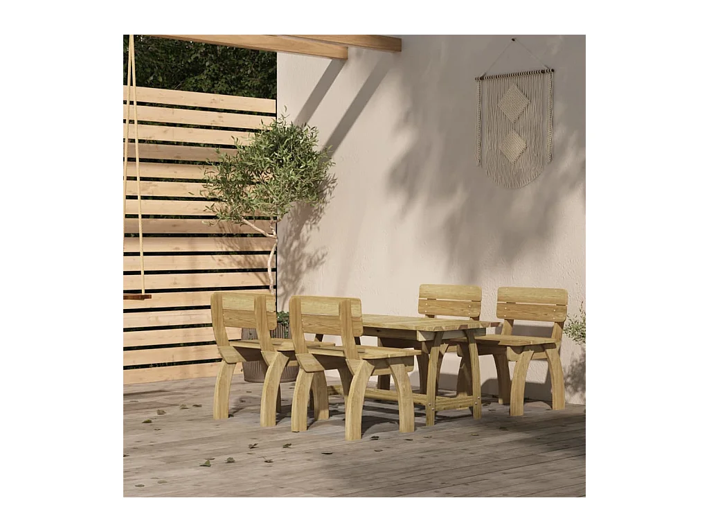 Miriam-Marie  Ensemble à manger de jardin 5 pcs Bois de pin imprégné