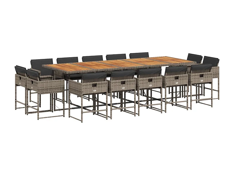 Brienne  15-delige Tuinset met kussens poly rattan grijs