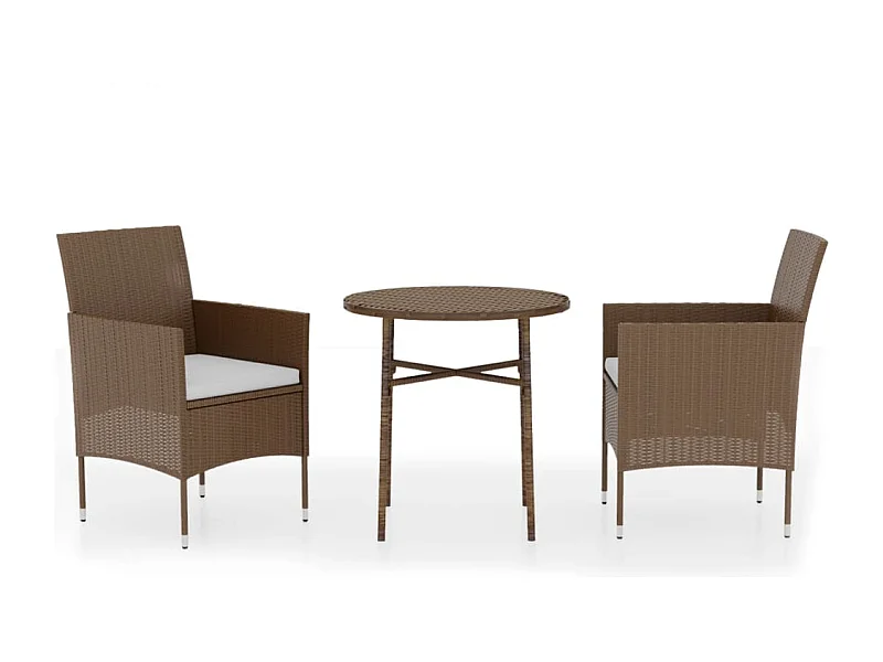 Germain  Ensemble à manger de jardin 3pcs Résine tressée Marron