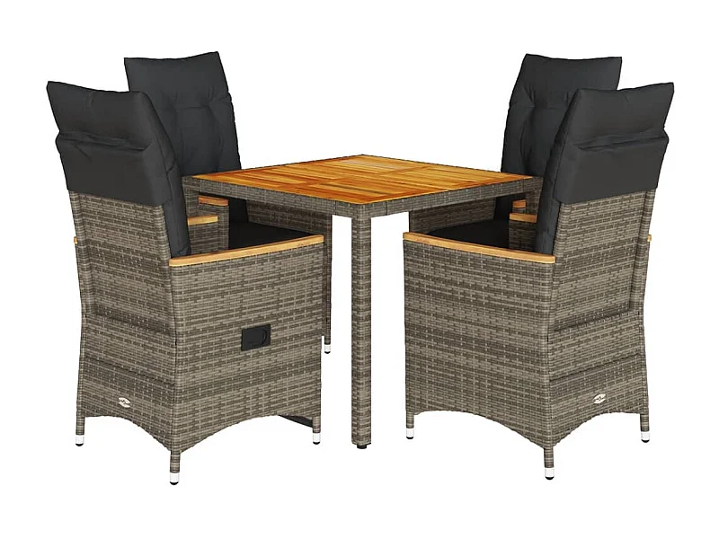 Staunton  Ensemble à manger de jardin 5 pcs coussins gris résine tressée