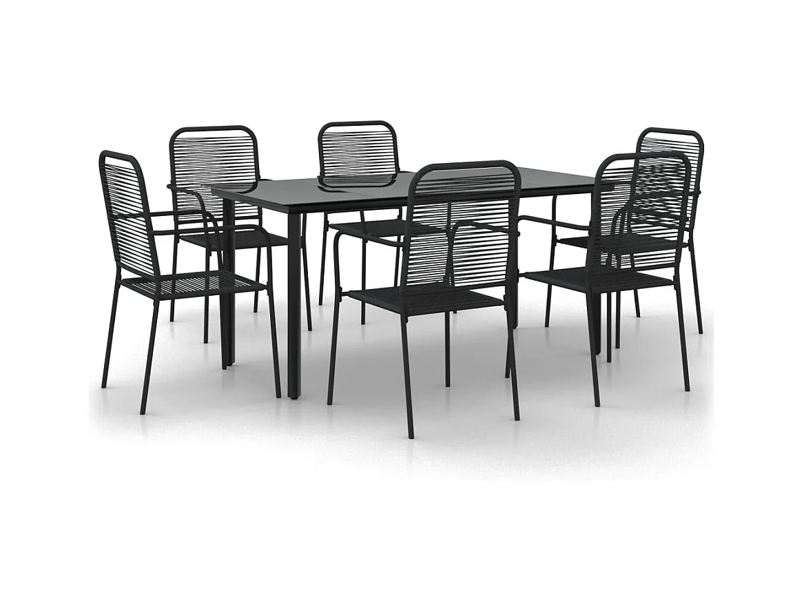 Scott  7-delige Tuinset katoenen touw en staal zwart