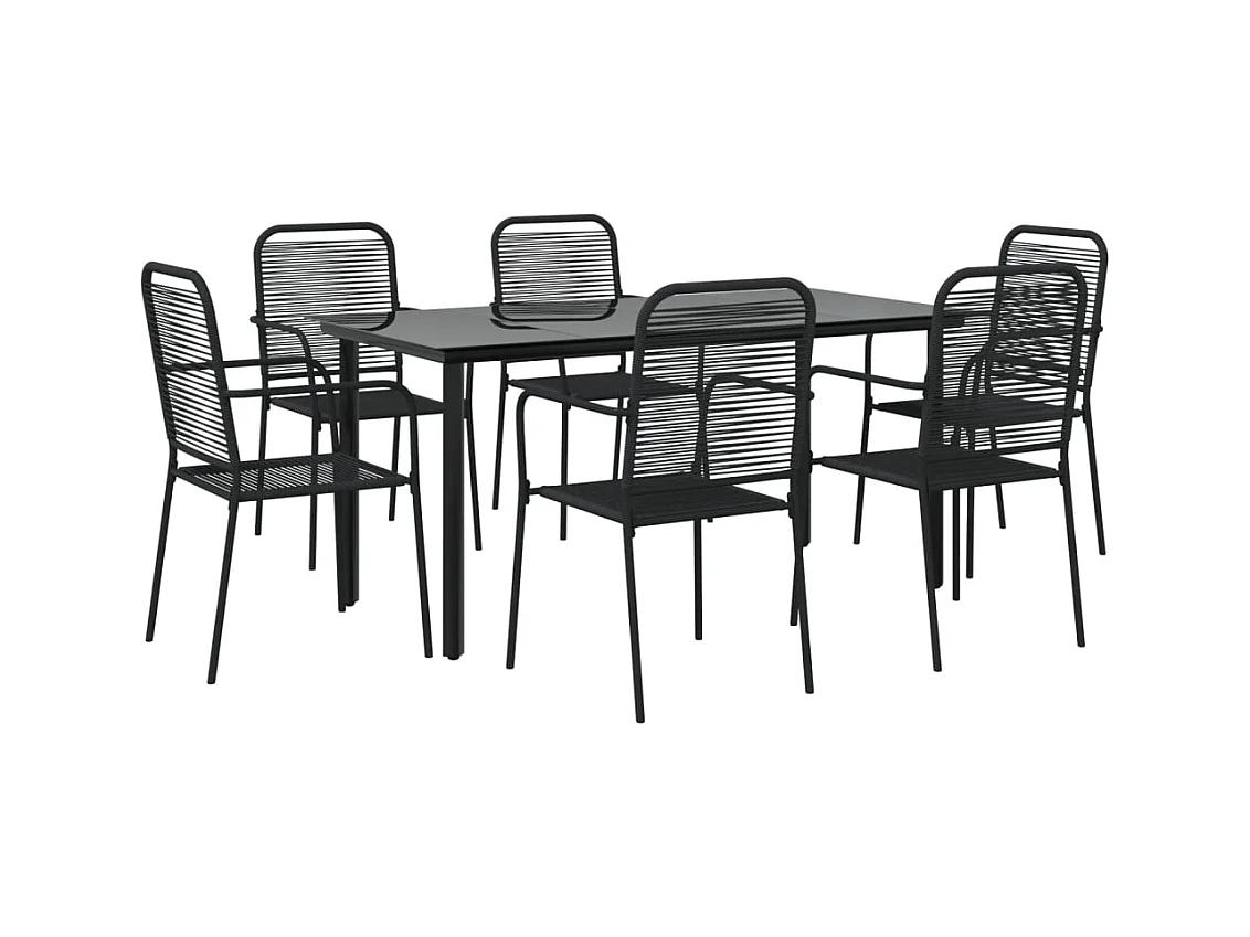 Scott  7-delige Tuinset katoenen touw en staal zwart