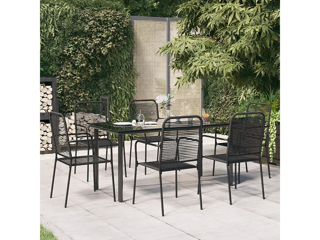 Scott  7-delige Tuinset katoenen touw en staal zwart