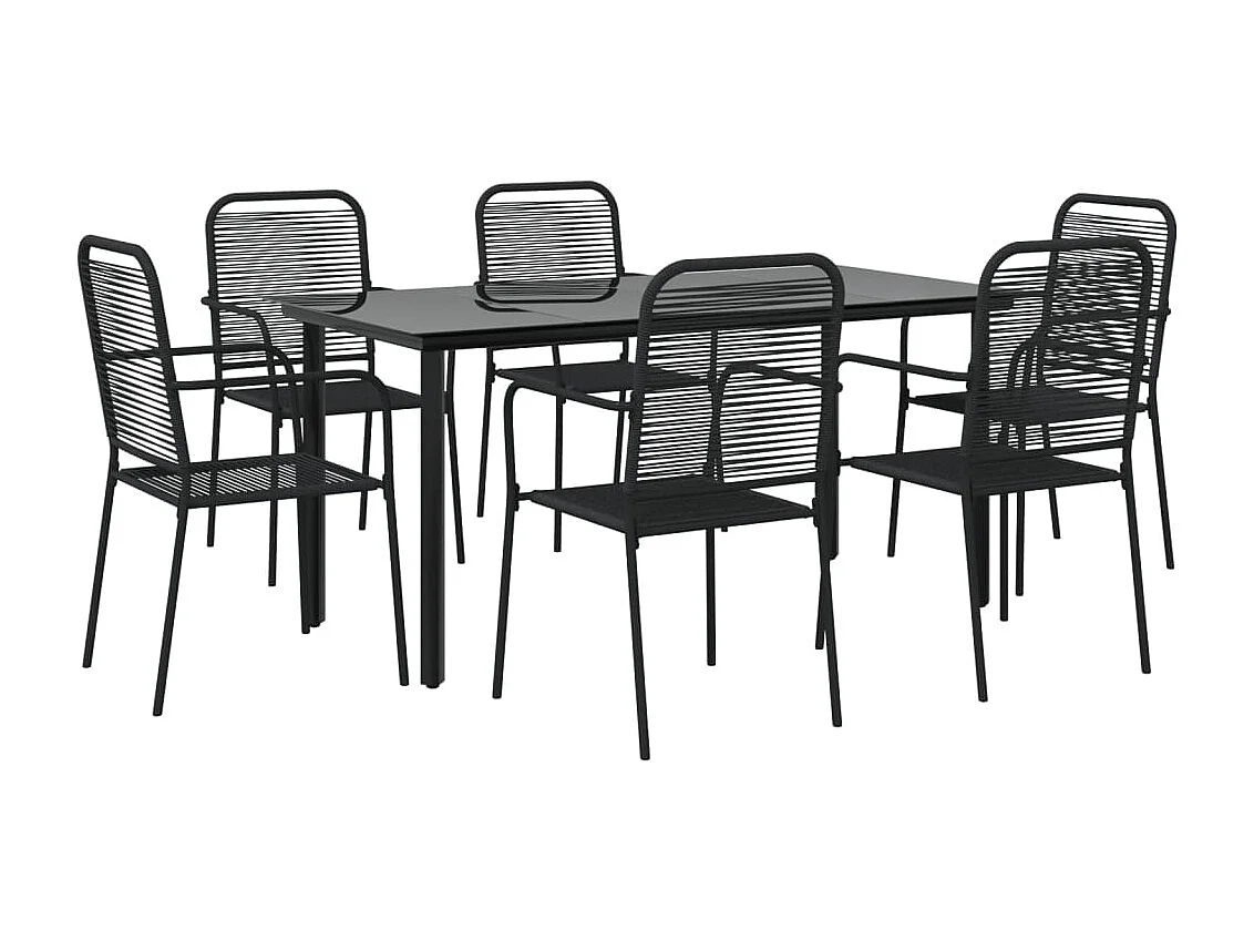 Scott  7-delige Tuinset katoenen touw en staal zwart