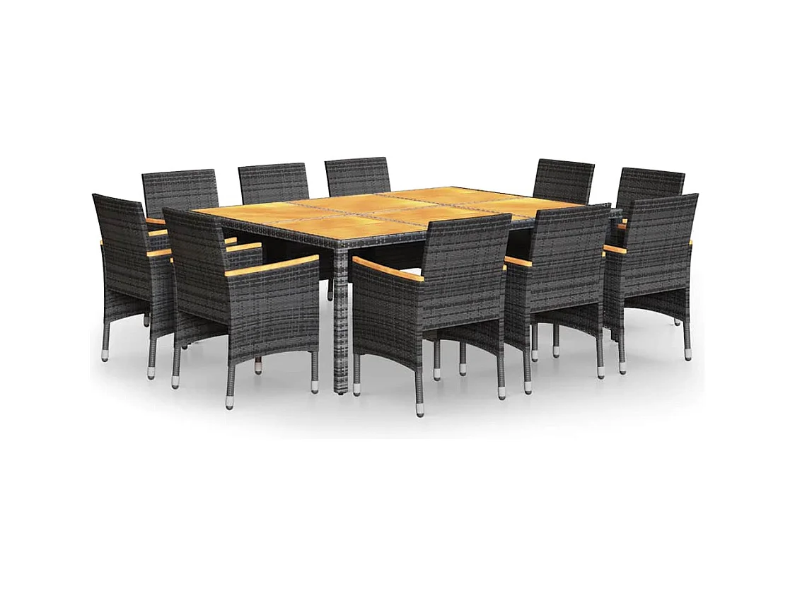 Marlenor  Ensemble à manger de jardin 11 pcs résine tressée gris