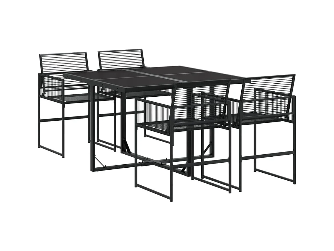 Ghizlan  5-delige Tuinset poly rattan zwart