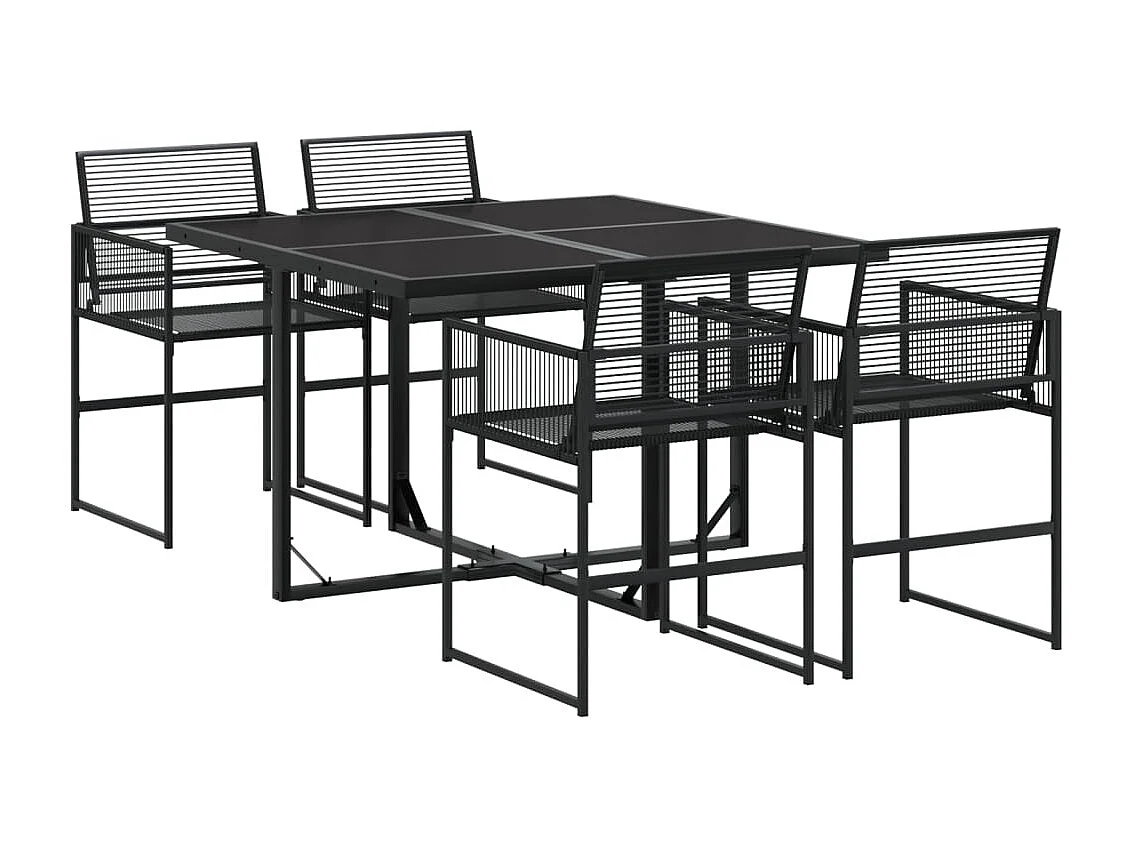 Ghizlan  Ensemble à manger de jardin 5 pcs Noir Résine tressée