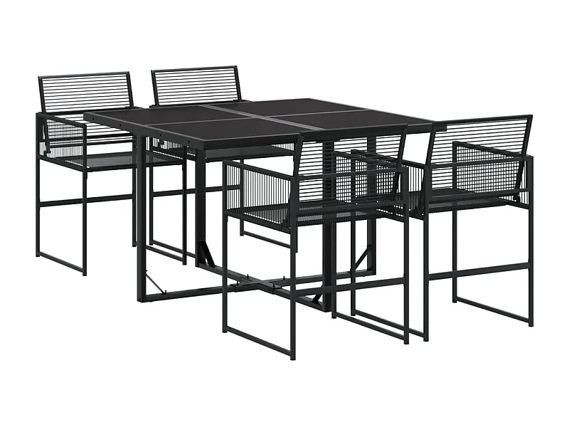 Ghizlan  Ensemble à manger de jardin 5 pcs Noir Résine tressée