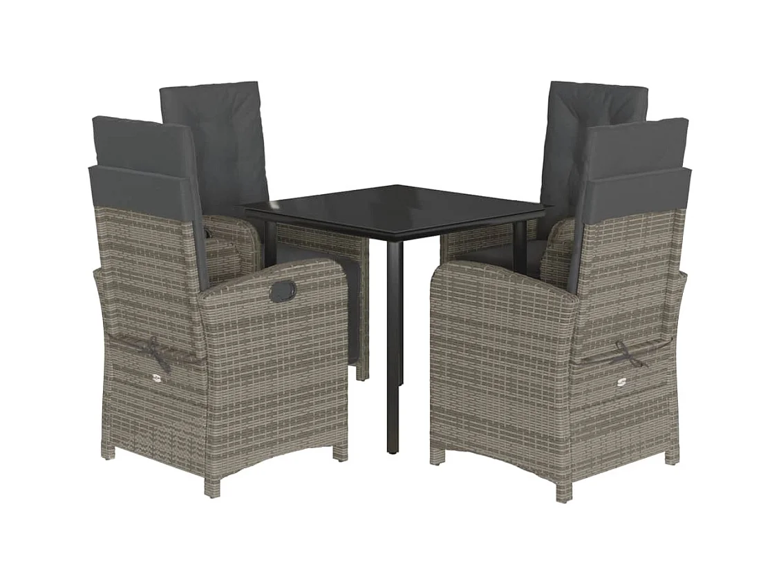 Sandrine-Noëlle  Ensemble à manger de jardin 5 pcs coussins gris résine tressée