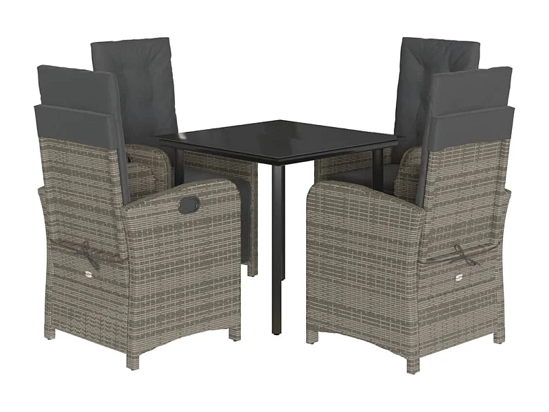 Sandrine-Noëlle  5-delige Tuinset met kussens poly rattan grijs