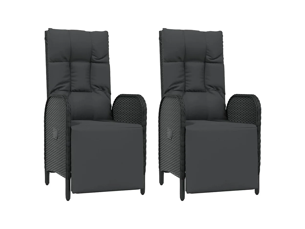 Cisternino  Ensemble à manger de jardin coussins 7pcs Noir Résine tressée