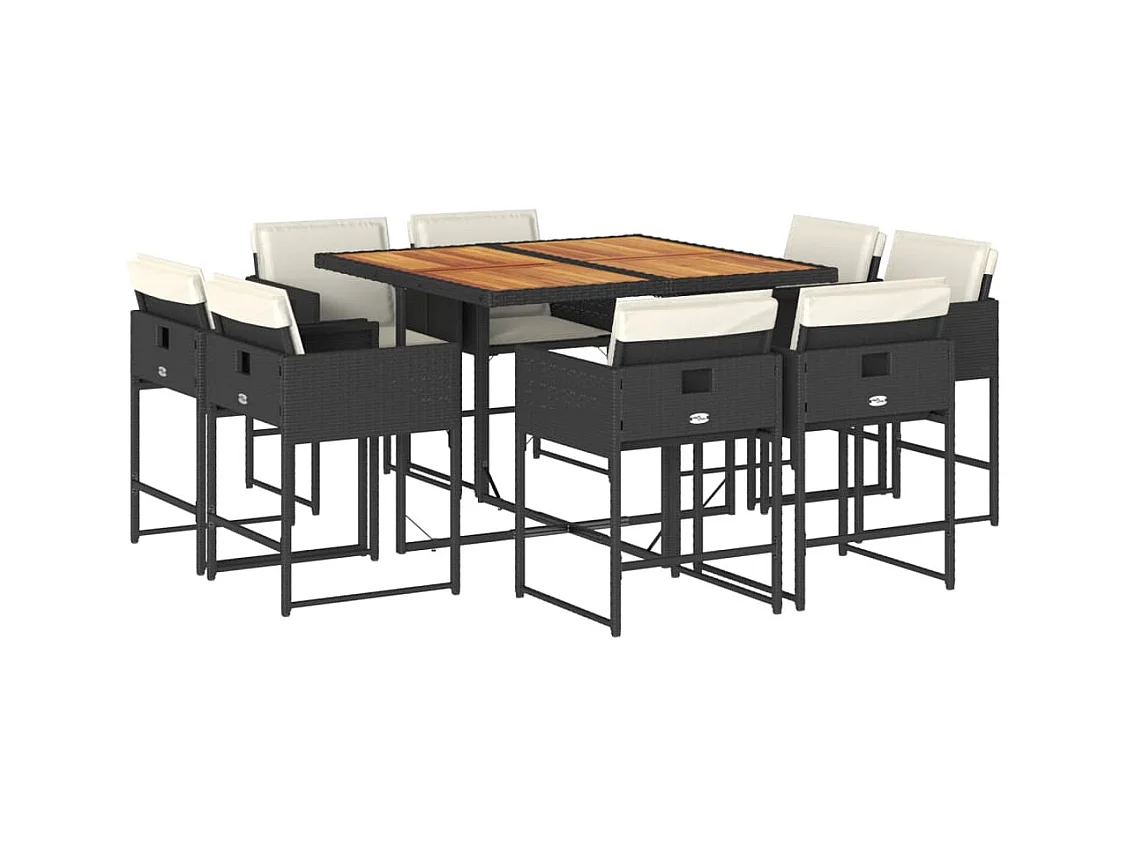 Brienne  9-delige Tuinset poly rattan zwart