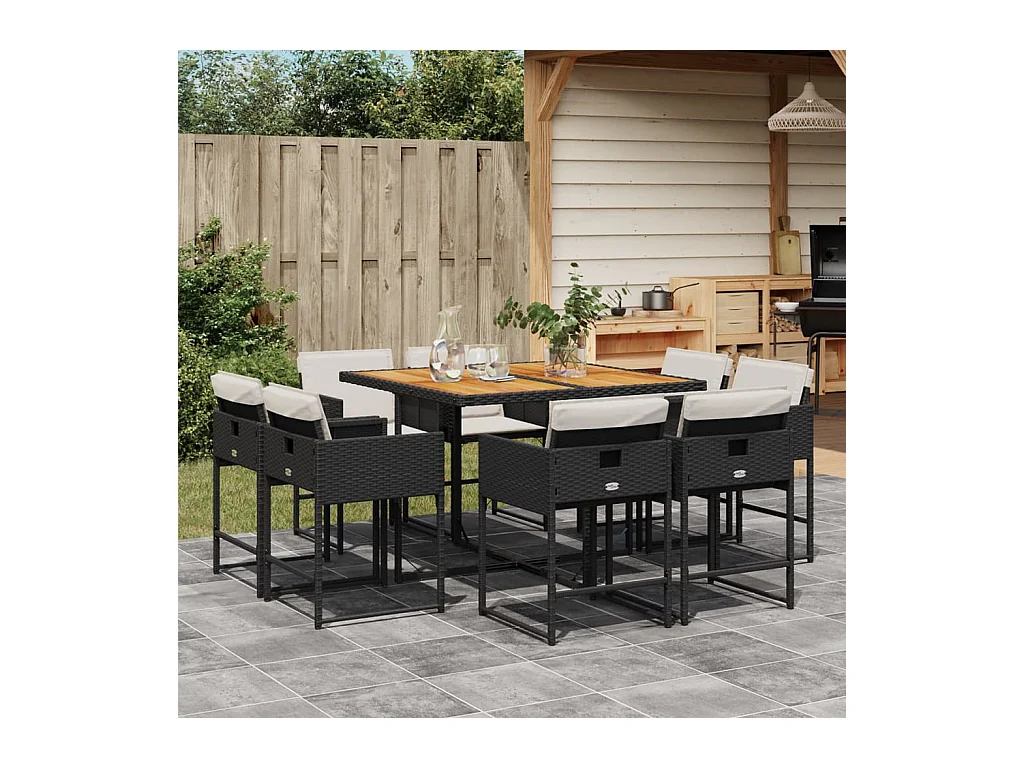 Brienne  9-delige Tuinset poly rattan zwart