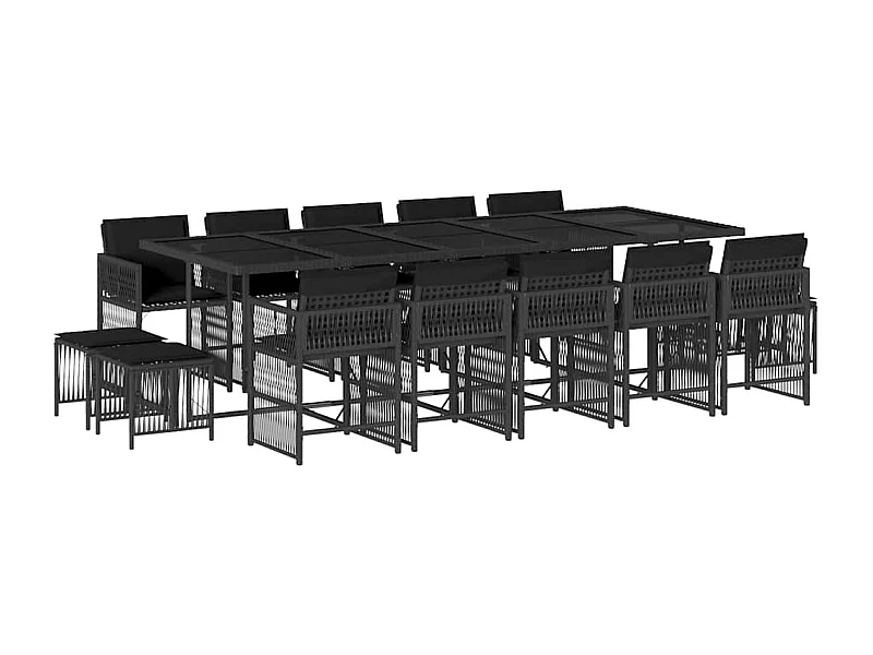 Laura Lucía  15-delige Tuinset met kussens poly rattan zwart