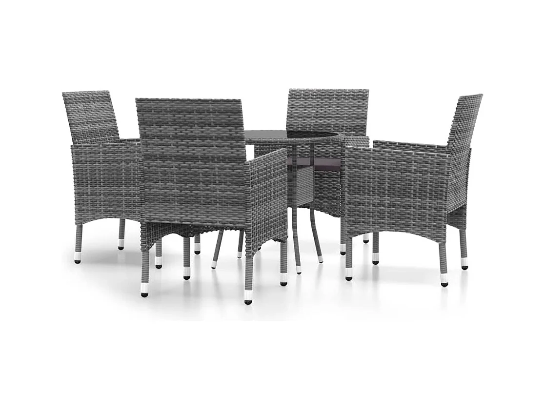 Crosshaven  Ensemble à manger de jardin 5 pcs Résine tressée Gris