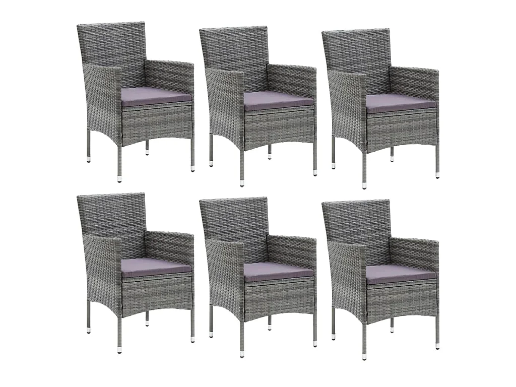 Kelly  Juego muebles jardín 7 pzas con cojines ratán sintético gris