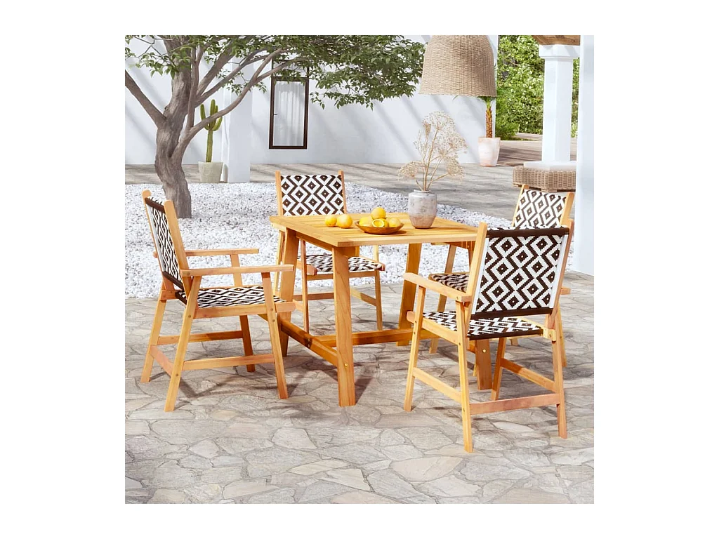 Lillestrøm  Ensemble à manger de jardin 5 pcs Bois d'acacia solide