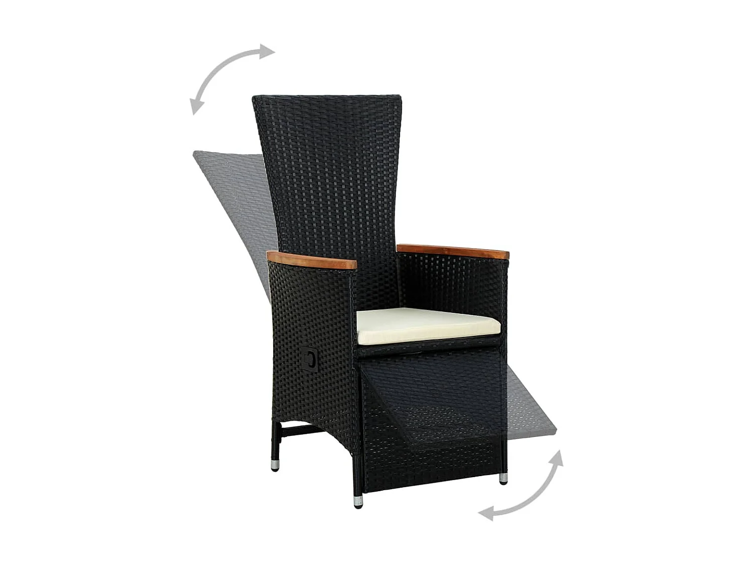 Farina  Set comedor de jardín 7 piezas ratán sintético y madera negro