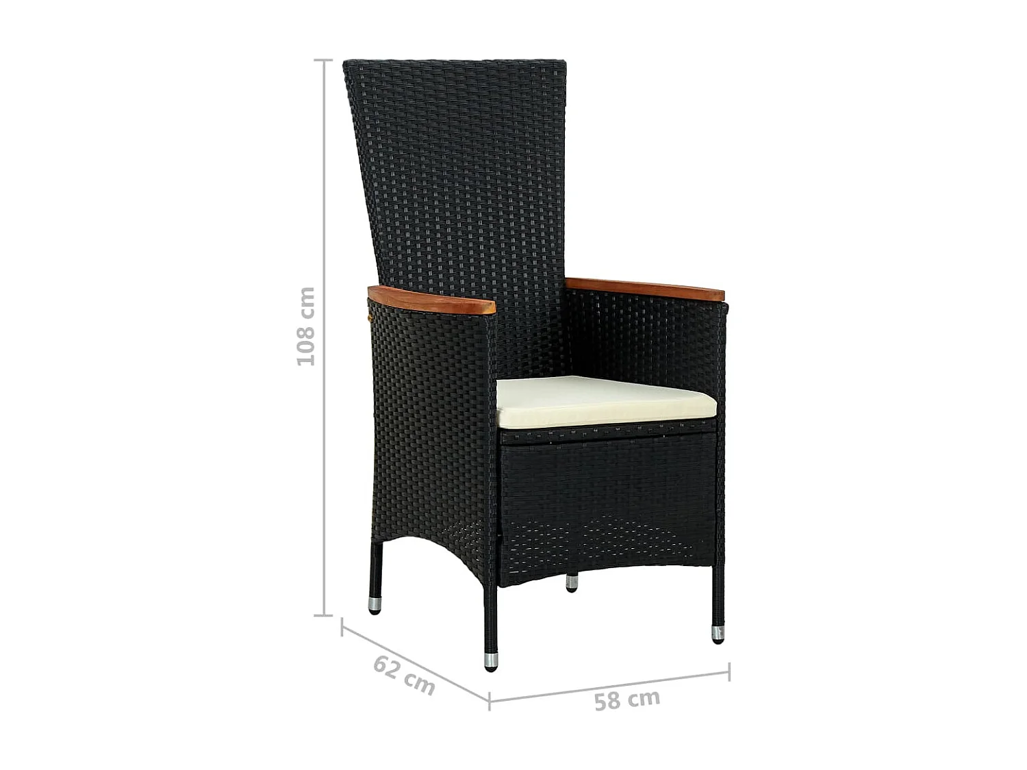 Farina  Set comedor de jardín 7 piezas ratán sintético y madera negro