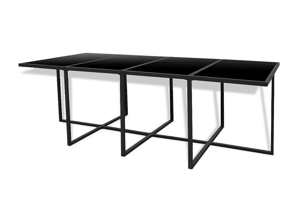 Wardo  Set comedor de jardín 13 piezas y cojines ratán sintético negro