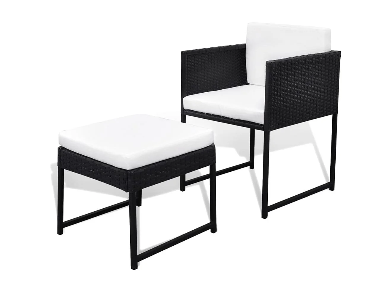 Wardo  Set comedor de jardín 13 piezas y cojines ratán sintético negro