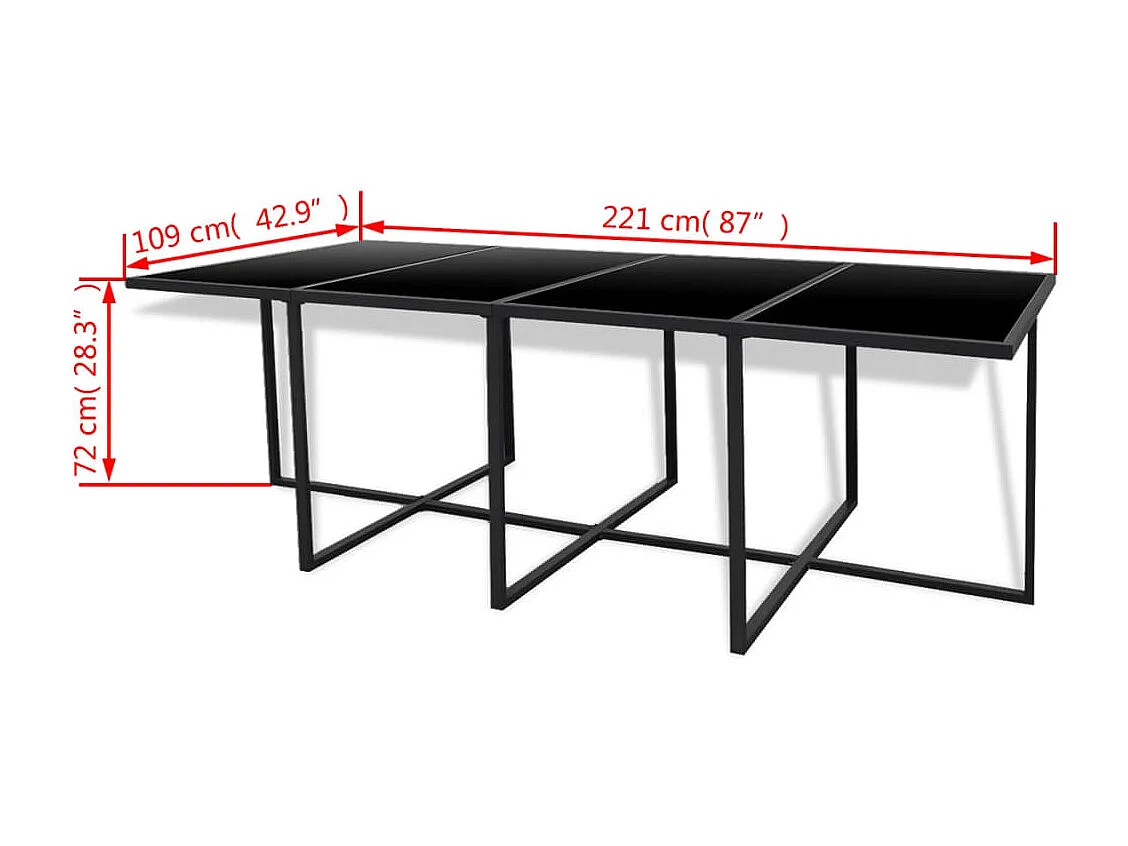 Wardo  Set comedor de jardín 13 piezas y cojines ratán sintético negro
