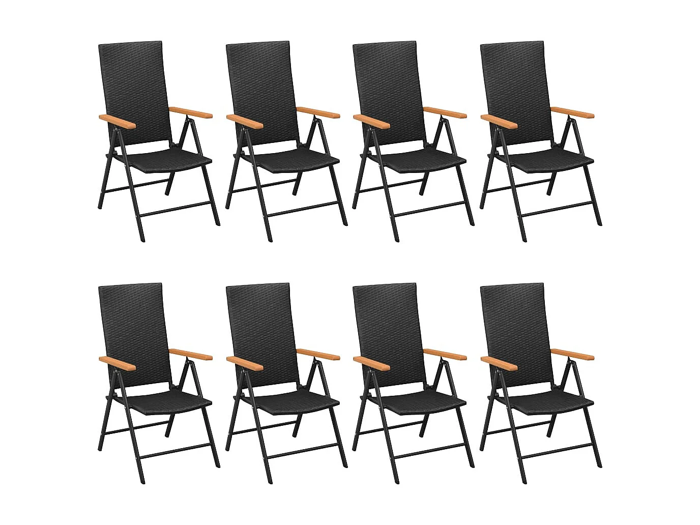 Garden Furniture -  Juego de comedor para jardín 9 piezas negro y marrón