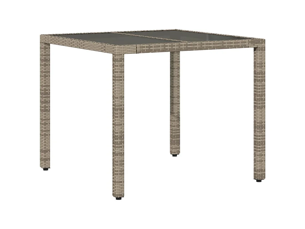 Stafford Springs  Ensemble à manger de jardin et coussins 3 pcs gris rotin verre