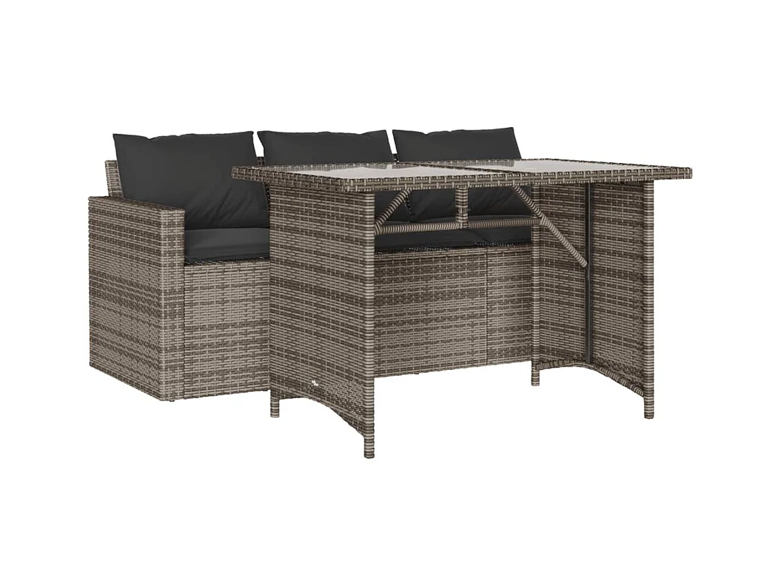 Jornar  2-delige Tuinset met kussens poly rattan grijs