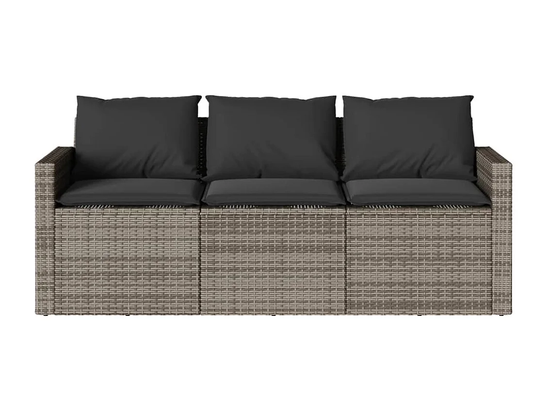 Jornar  Ensemble à manger de jardin et coussins 2 pcs gris rotin