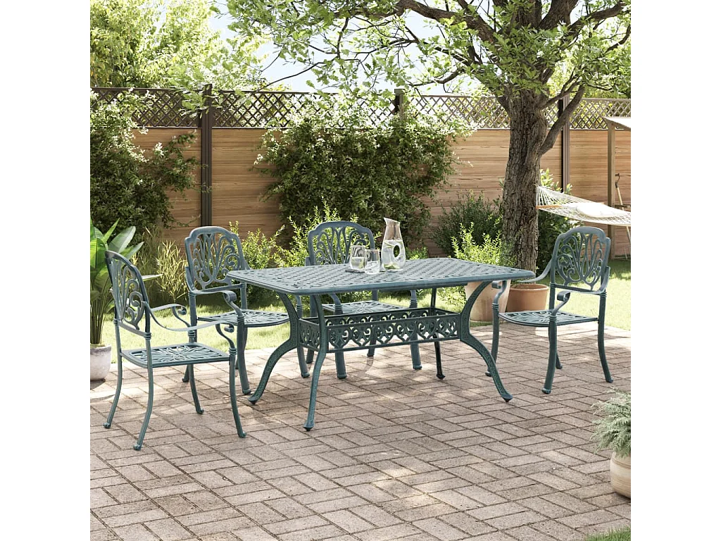 Prolenta Premium -  Ensemble à manger de jardin 5 pcs vert aluminium coulé