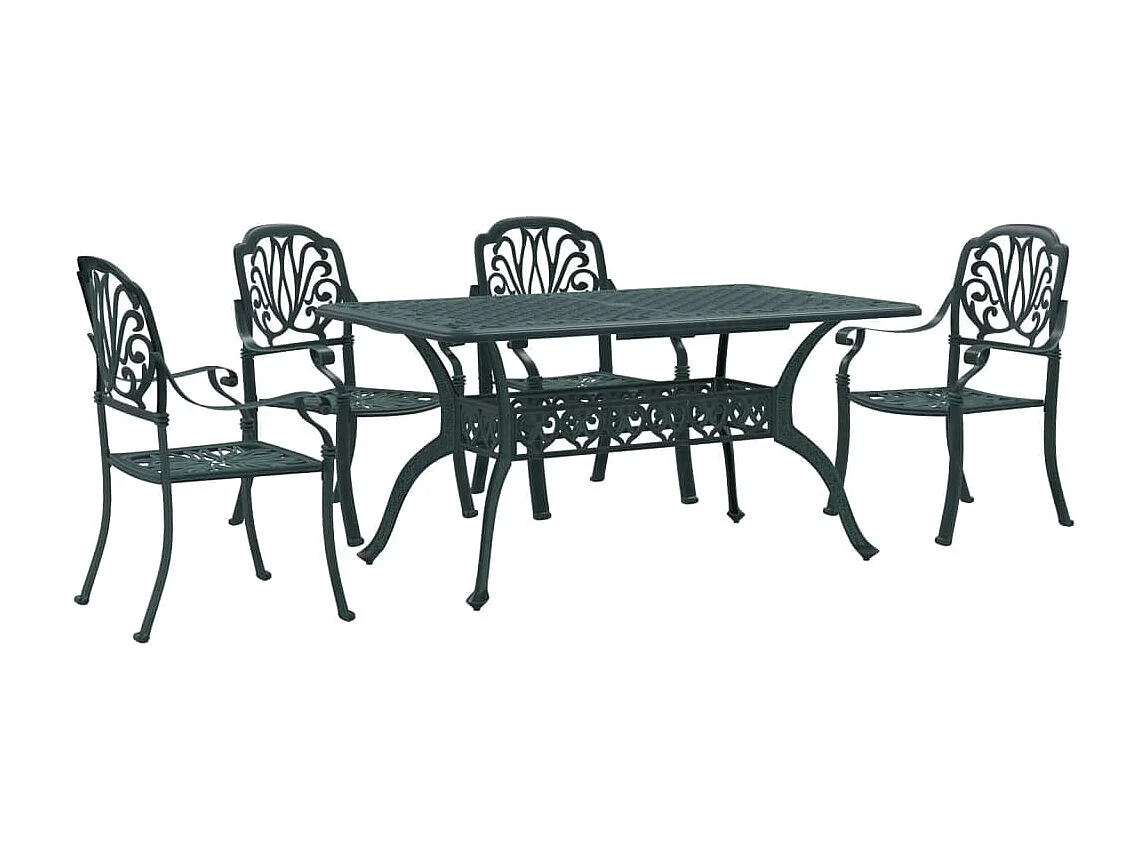 Prolenta Premium -  Ensemble à manger de jardin 5 pcs vert aluminium coulé