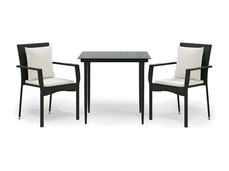 Chelan  Ensemble à manger de jardin avec coussins 3 pcs Noir