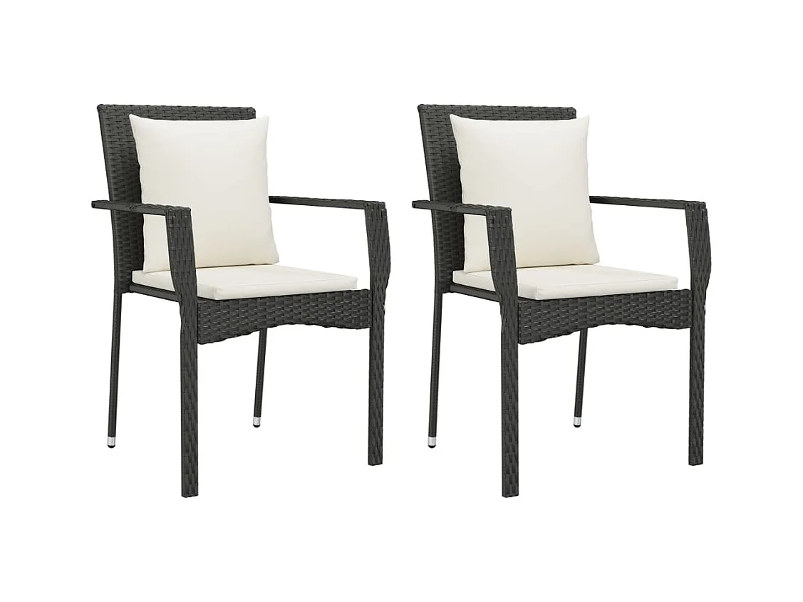 Chelan  Ensemble à manger de jardin avec coussins 3 pcs Noir