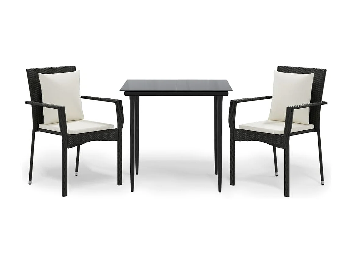 Chelan  3-delige Tuinset met kussens poly rattan zwart