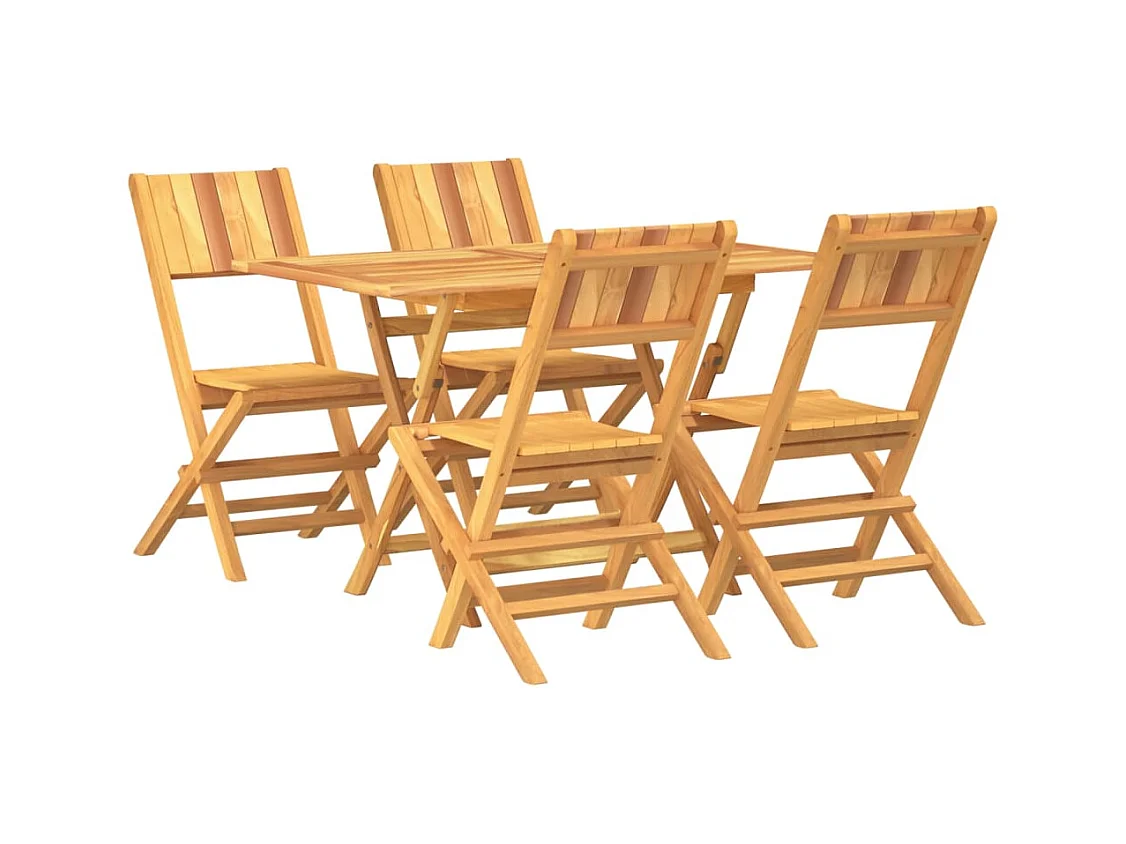 Zeki  Ensemble à manger de jardin 5 pcs Bois de teck massif