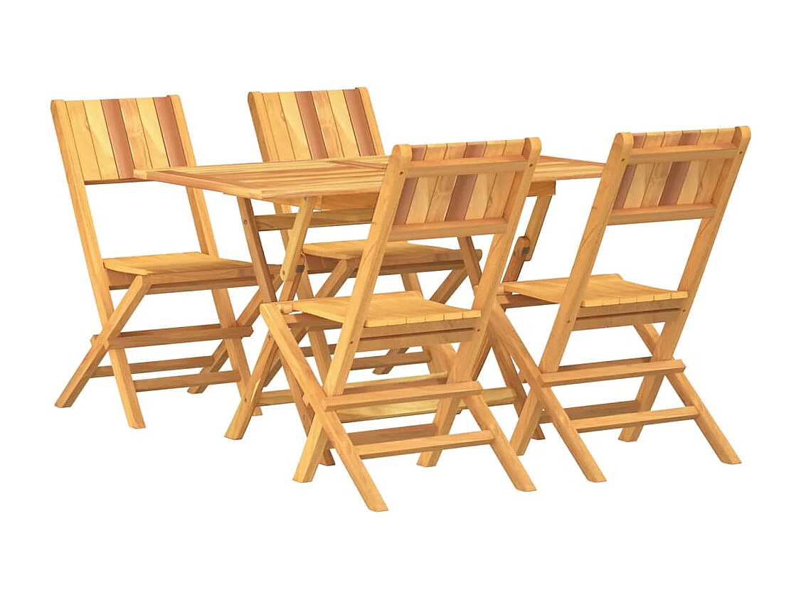 Zeki  Ensemble à manger de jardin 5 pcs Bois de teck massif