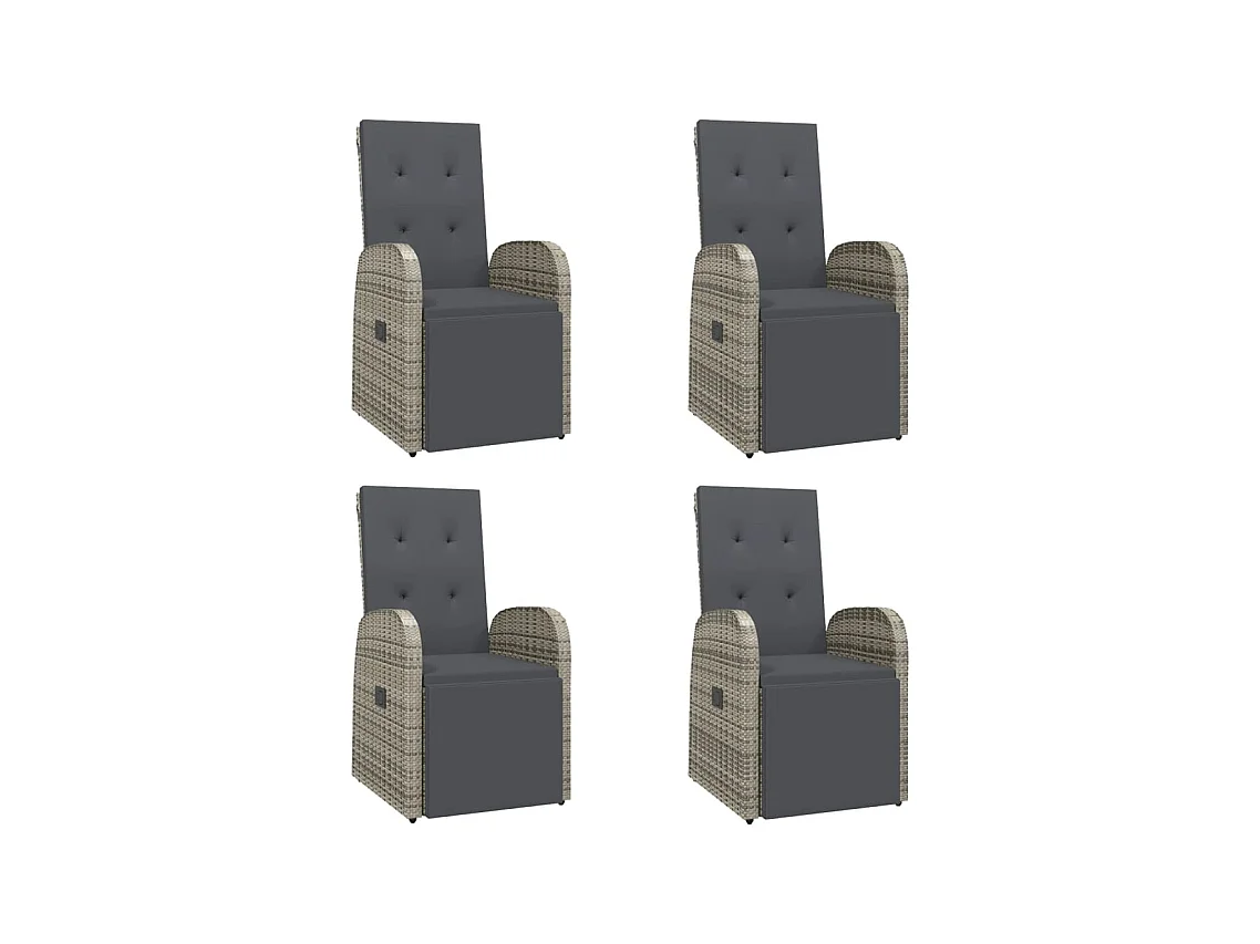 Marie-Fleur  Set comedor de jardín 5 piezas con cojines ratán sintético gris